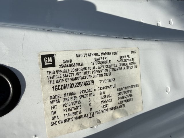 2002 Chevrolet Astro Cargo Van 111.2" WB RWD