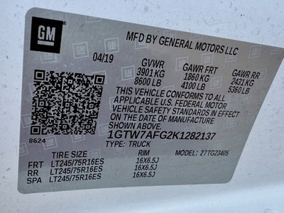 2019 GMC Savana Cargo Van RWD 2500 135"