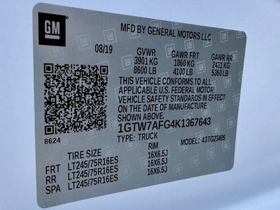 2019 GMC Savana 2500 Cargo Van RWD 2500 135"